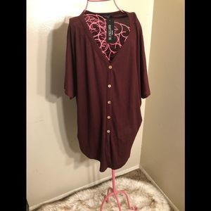 Blingland tunic button down blouse